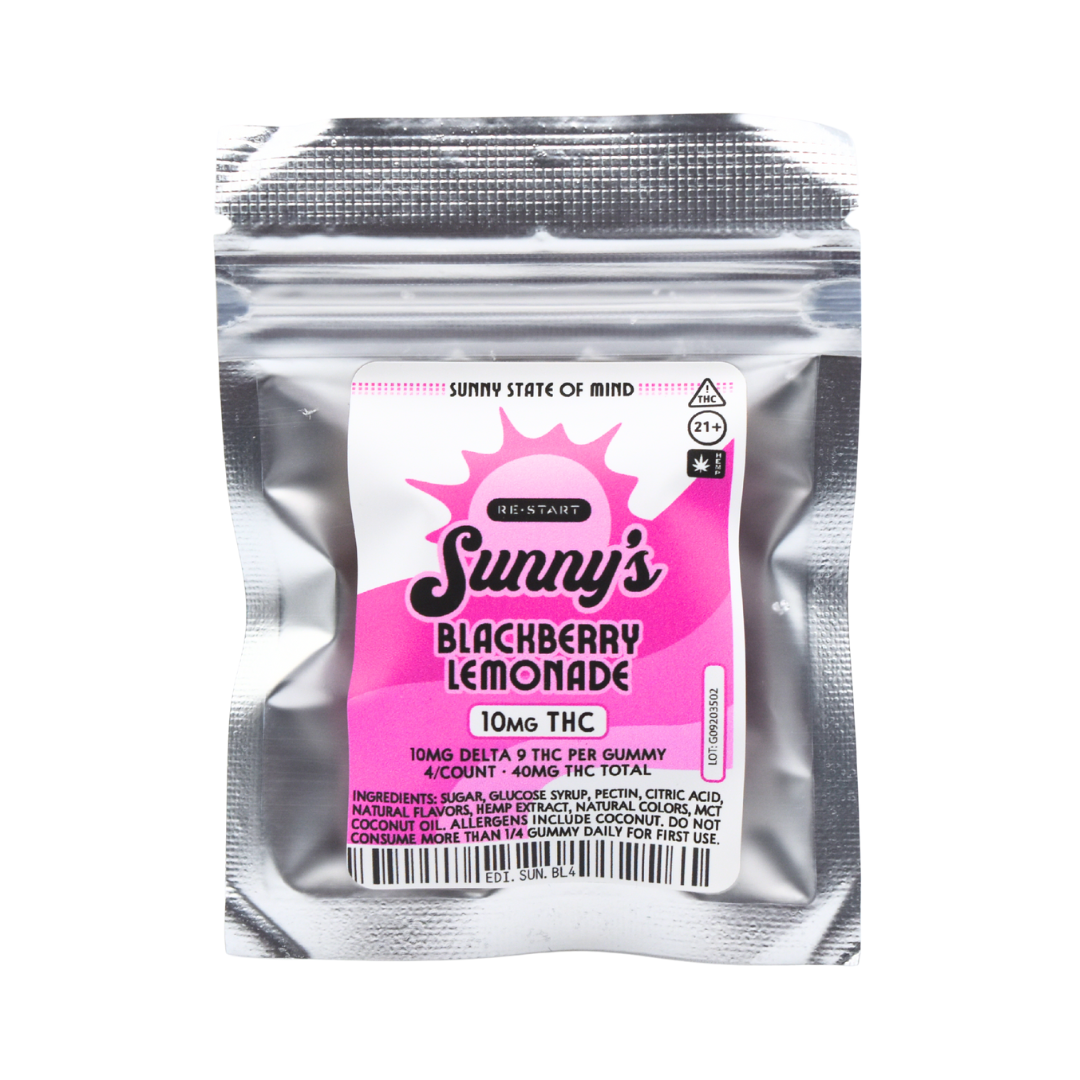 Sunny's Delta 9 THC 10MG Gummies Blackberry Lemonade 4-ct